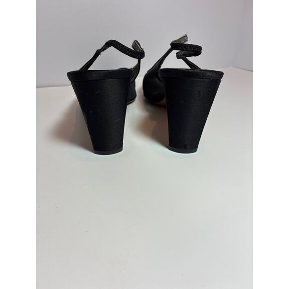 Nina Sling Back Heels Shoes Dressy Black 9 M Leather soles Classic Luxury - Picture 4 of 7